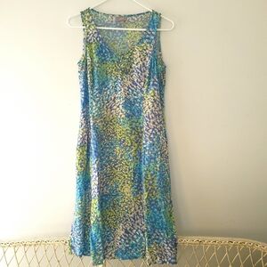 J. Jill Blue and Green Sleeveless Dress, size 6